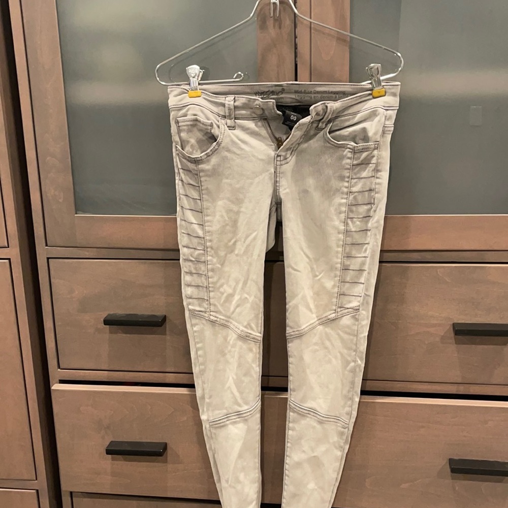 Stretchy motorcycle gray pants double zero